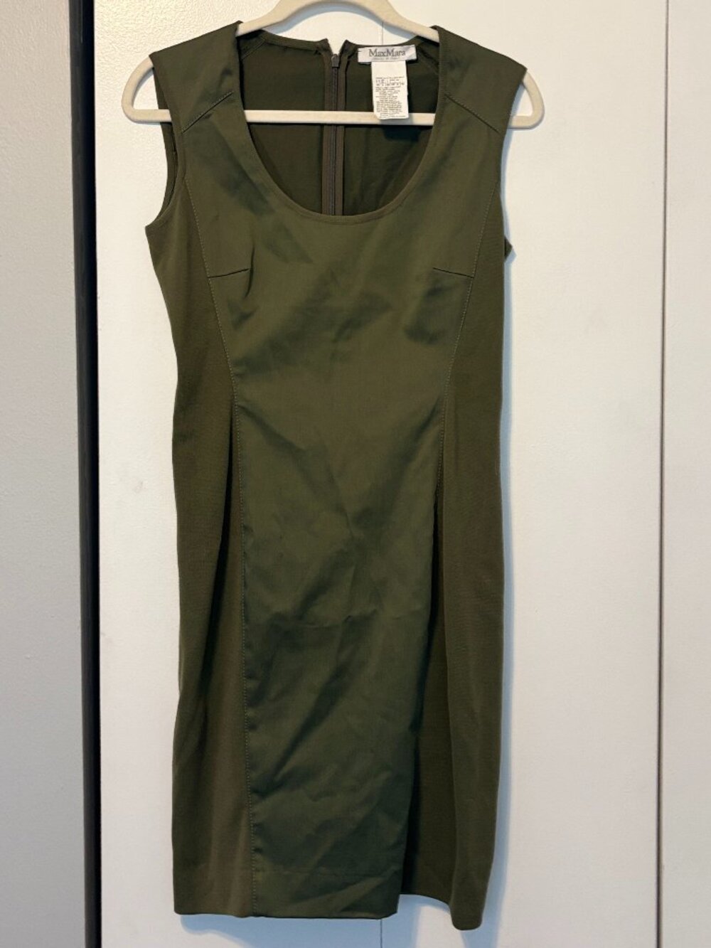 Max Mara Olive Green Midi Dress Size 6